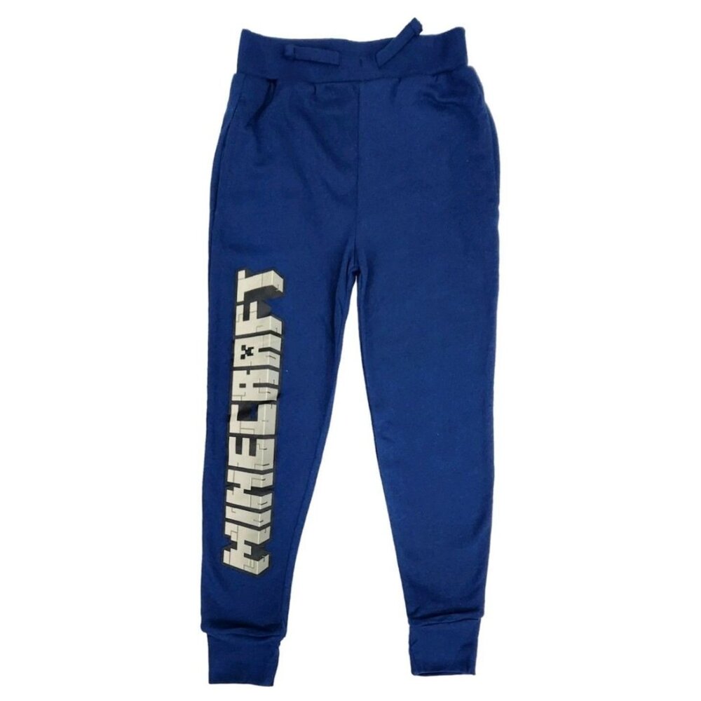 NEW Minecraft Joggers, Video game Blue Spell out, Sweatpants Unisex Boys Kids XL